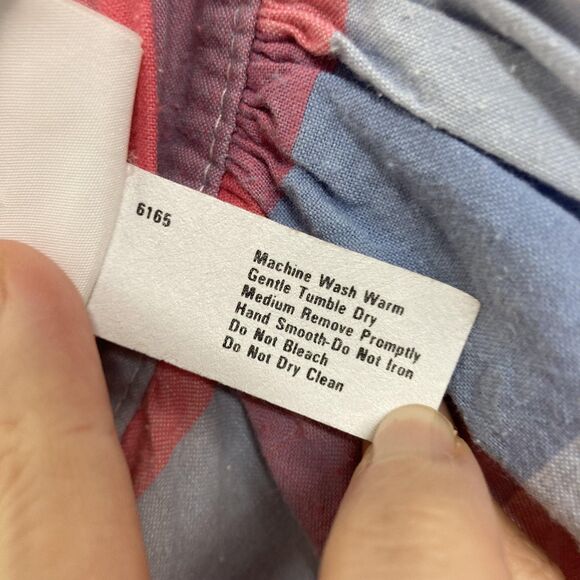 Vintage Russ Skirt Womens Medium Red Blue Plaid Cotton Button Front Pockets 80s - Picture 14 of 14